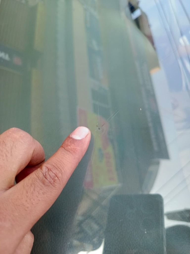 Repaired windscreen after service